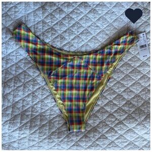 PacSun Swim Eco Colorful Checkered Plaid Bikini Bottom